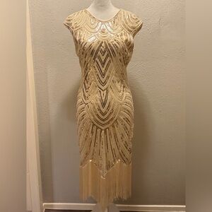 Fringe Gold Dress